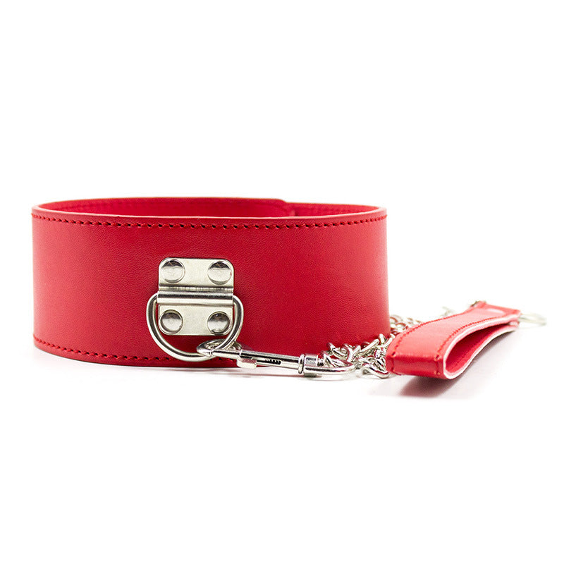 Toy Black Leather Bondage Lock Collar Strap