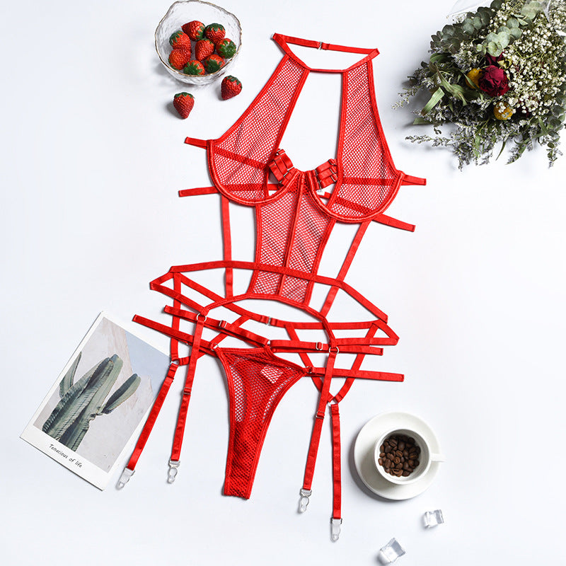 Body erótico con tirantes y corte ajustado con perspectiva de costura