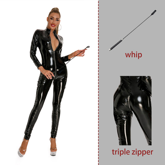 Underwear Corset Body Mirror PVC Three Zipper