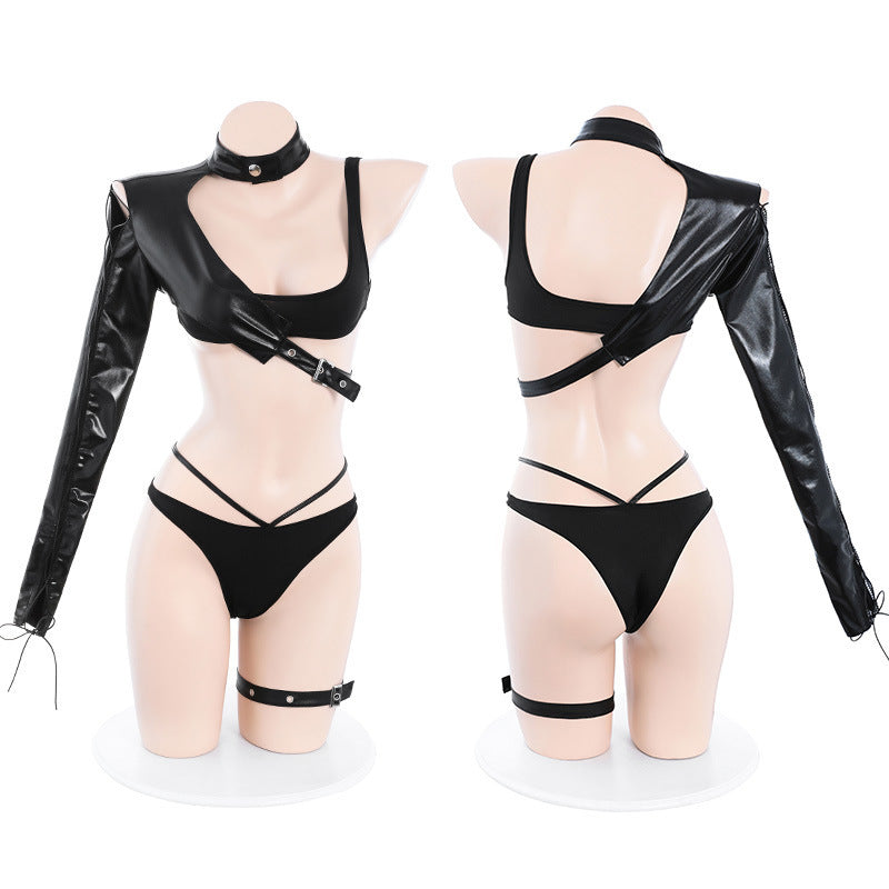 Hot Sexy Female Agent Patent Leather Suit