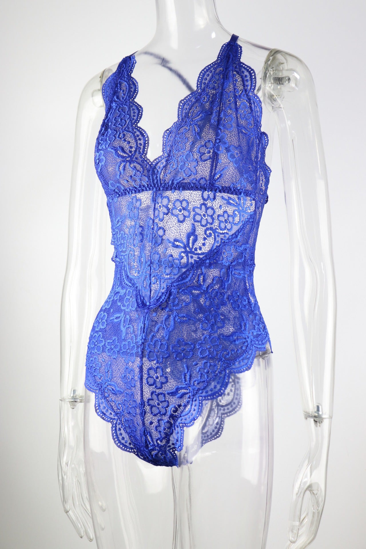 Nightclubs Party Underwear Halter Spaghetti Straps Blue Jumpsuit
