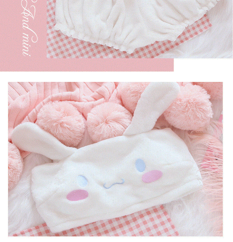 Cute plush tube top bra set