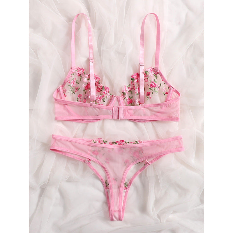 Ladies Sweet Low Waist Lace Lingerie Set