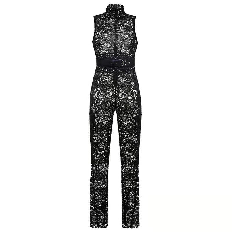 Slim Bodysuit With Rivet Girdle Two-piece Suit