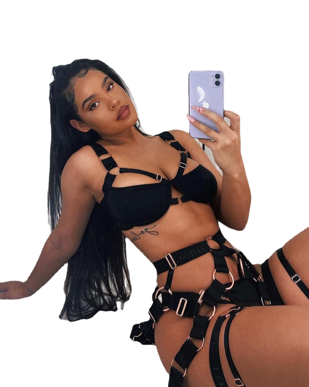 Sexy Lace Underwire Garter Belt Three Piece Cosplay