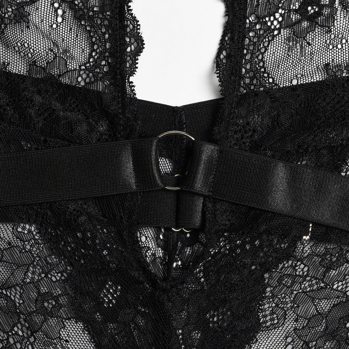 Underwear Bodysuit Lace Sling Creative Stitching With Foot Ring