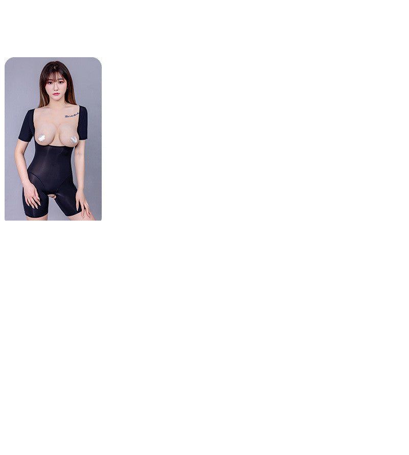 High-elasticity See-through Revealing Breasts One-piece